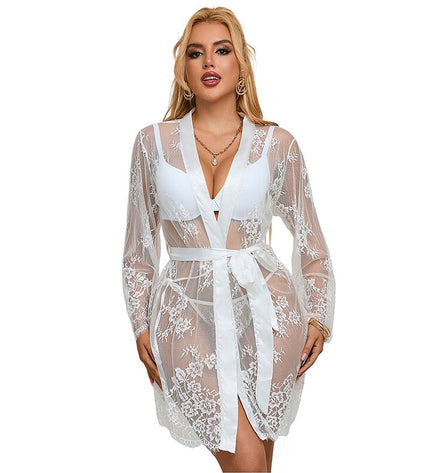 SUBBLIME - 954369 CHEMISE DE NUIT À MANCHES LONGUES À MOTIF FLORAL BLANC S/M by SUBBLIME BABYDOLLS