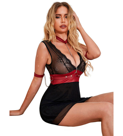 SUBBLIME - 954437 ROBE BONDAGE EN DENTELLE NOIRE L/XL by SUBBLIME DRESSES