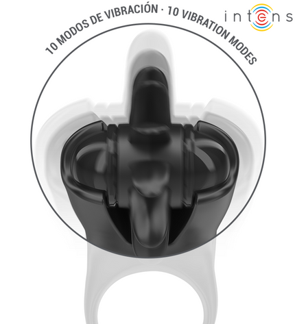 INTENSE - MABEL ANNEAU VIBRANT 10 VIBRATIONS AVEC STIMULATEUR DE CLITORIS NOIR by INTENSE FOR HIM