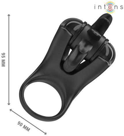 INTENSE - MABEL ANNEAU VIBRANT 10 VIBRATIONS AVEC STIMULATEUR DE CLITORIS NOIR by INTENSE FOR HIM