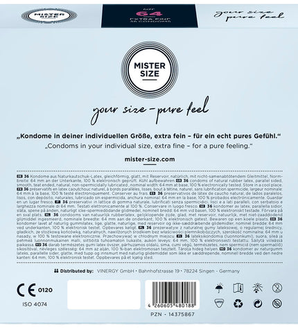 MISTER SIZE - PRÉSERVATIFS TAILLE XXL 64 MM (36 UNITÉS) by MISTER SIZE