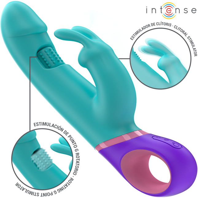 INTENSE - MONICA VIBRATEUR RABBIT AVEC STIMULATEUR DE POINT G ROTATIF BLEU by INTENSE HIGH TECH