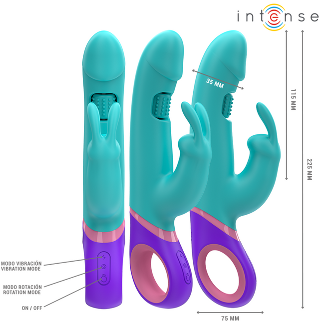 INTENSE - MONICA VIBRATEUR RABBIT AVEC STIMULATEUR DE POINT G ROTATIF BLEU by INTENSE HIGH TECH