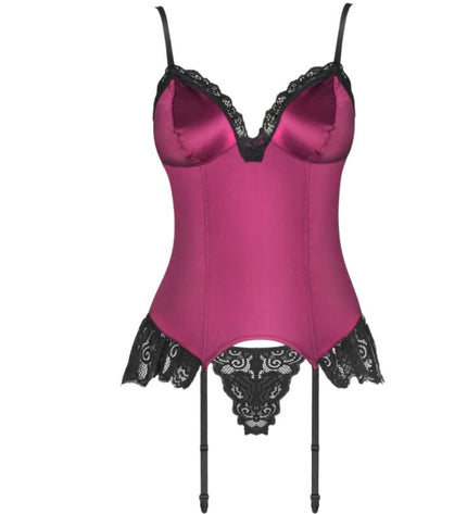 LIVCO CORSETTI FASHION - AGRAFENA CF 90436 CORSET + STRING BORDEAUX S/M by LIVCO CORSETTI SETS