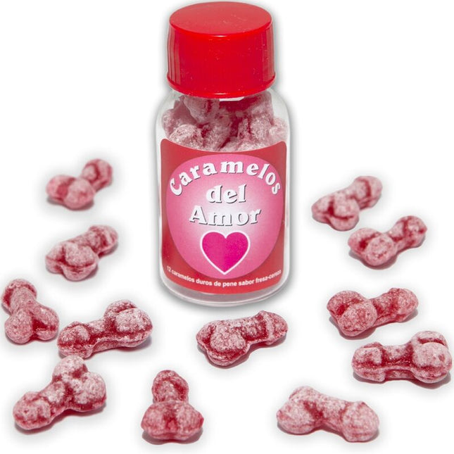 DIABLO PICANTE - 12 BONBONS DAMOUR EN FORME DE PÉNIS FRAISE/CERISE by DIABLO PICANTE