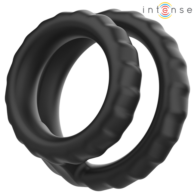 INTENSE - DEWEY ANNEAU PÉNIS DOUBLE SILICONE NOIR MODÈLE 2 by INTENSE FOR HIM