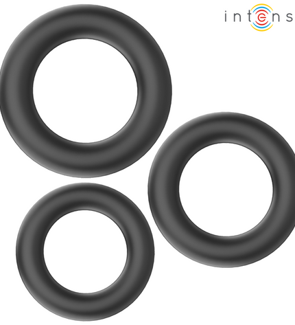 INTENSE - HUGH 3 ANNEAUX PÉNIS BASIQUES EN SILICONE NOIRS by INTENSE FOR HIM