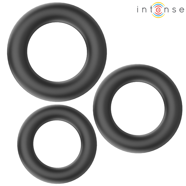 INTENSE - HUGH 3 ANNEAUX PÉNIS BASIQUES EN SILICONE NOIRS by INTENSE FOR HIM