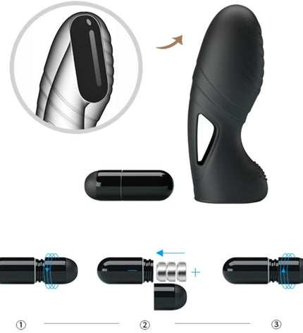 PRETTY LOVE - ALAN VIBRATEUR DE DOIGTS EN SILICONE NOIR by PRETTY LOVE
