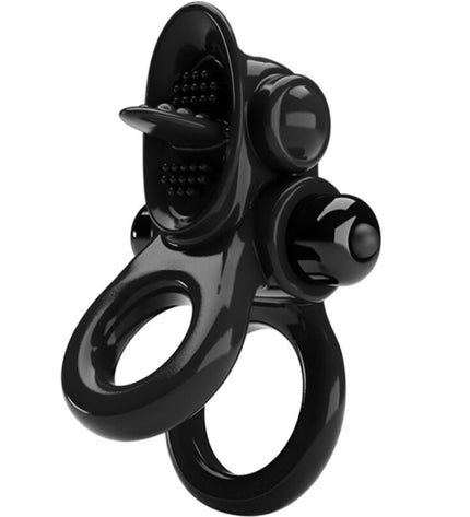 PRETTY LOVE - PASSIONATE RING DOUBLE ANNEAU VIBRANT + STIMULATEUR DE CLITORIS NOIR by PRETTY LOVE