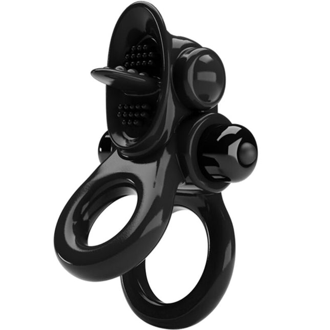 PRETTY LOVE - PASSIONATE RING DOUBLE ANNEAU VIBRANT + STIMULATEUR DE CLITORIS NOIR by PRETTY LOVE