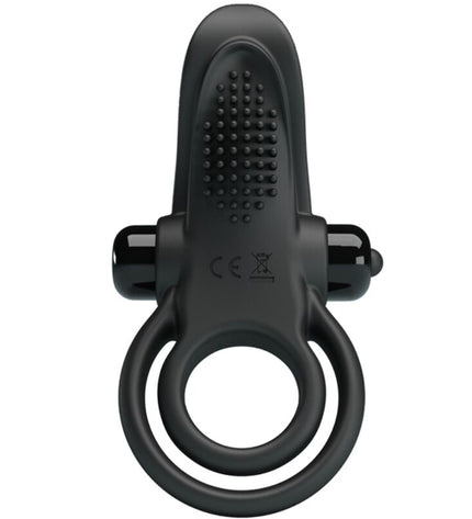 PRETTY LOVE - DOUBLE ANNEAU VIBRANT + STIMULATEUR DE CLITORIS 10 VIBRATIONS NOIR by PRETTY LOVE