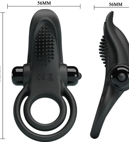 PRETTY LOVE - DOUBLE ANNEAU VIBRANT + STIMULATEUR DE CLITORIS 10 VIBRATIONS NOIR by PRETTY LOVE