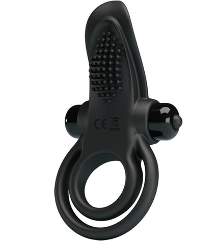 PRETTY LOVE - DOUBLE ANNEAU VIBRANT + STIMULATEUR DE CLITORIS 10 VIBRATIONS NOIR by PRETTY LOVE