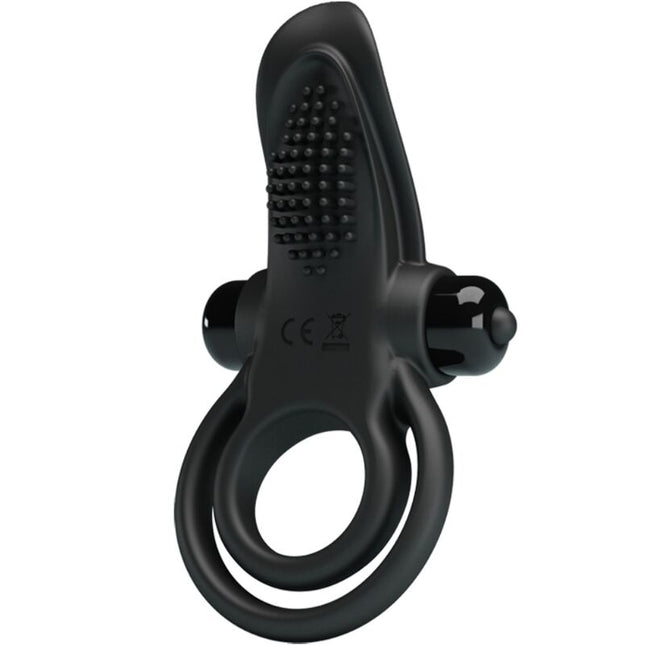 PRETTY LOVE - DOUBLE ANNEAU VIBRANT + STIMULATEUR DE CLITORIS 10 VIBRATIONS NOIR by PRETTY LOVE