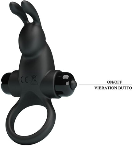 PRETTY LOVE - ANNEAU VIBRANT + STIMULATEUR DE CLITORIS RABBIT 10 VIBRATIONS NOIR by PRETTY LOVE PARTY UP
