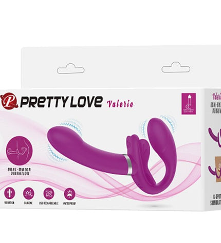 PRETTY LOVE - VIBRATEUR DOUBLE STRAP-ON VALERIE 12 VIBRATIONS VIOLET by PRETTY LOVE