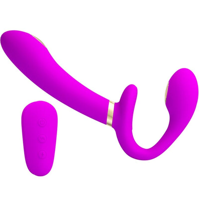 PRETTY LOVE - THUNDERBIRD DOUBLE VIBRATEUR STRAP-ON TÉLÉCOMMANDE VIOLET by PRETTY LOVE