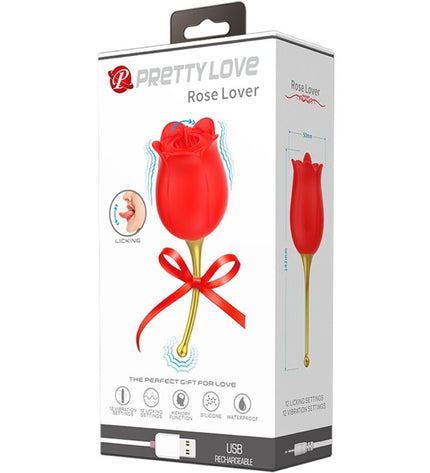 PRETTY LOVE - ROSE LOVER STIMULATEUR DE CLITORIS ROSE 12 VIBRATIONS ROUGE by PRETTY LOVE