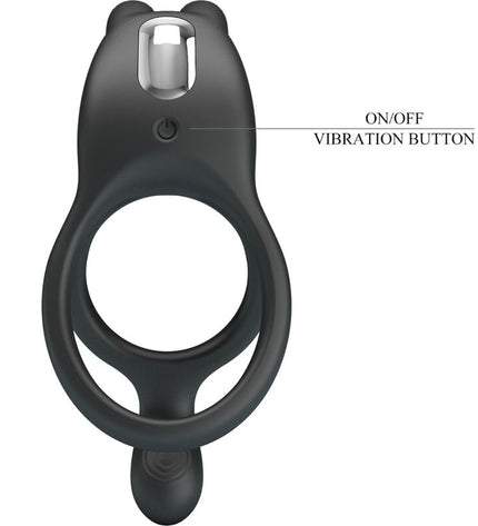 PRETTY LOVE - SETH DOUBLE ANNEAU VIBRANT LAPIN 7 VIBRATIONS NOIR by PRETTY LOVE