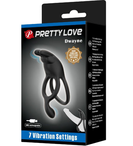 PRETTY LOVE - SETH DOUBLE ANNEAU VIBRANT LAPIN 7 VIBRATIONS NOIR by PRETTY LOVE