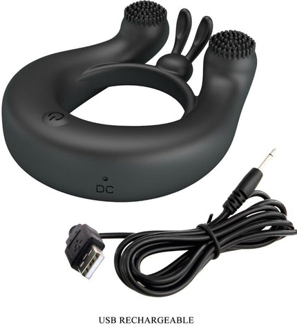 PRETTY LOVE - ANNEAU VIBRANT DAHLIA + STIMULATEUR DE CLITORIS 12 VIBRATIONS NOIR by PRETTY LOVE