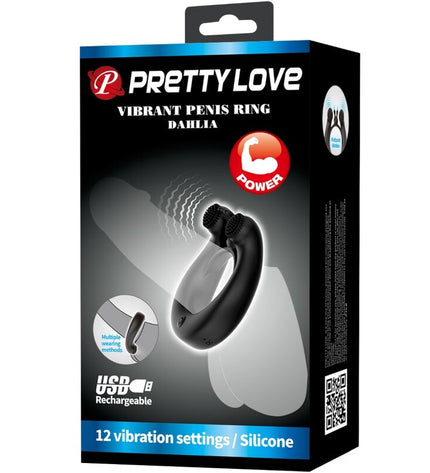 PRETTY LOVE - ANNEAU VIBRANT DAHLIA + STIMULATEUR DE CLITORIS 12 VIBRATIONS NOIR by PRETTY LOVE
