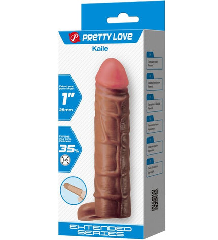 PRETTY LOVE - MANCHON DE PÉNIS KAILE AVEC EXTENSION DE 2,5 CM MULATTO by PRETTY LOVE
