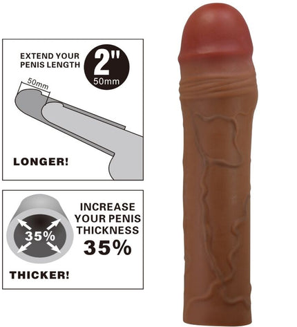 PRETTY LOVE - MANCHON DE PÉNIS CHANE AVEC EXTENSION DE 5 CM MULÂTRE by PRETTY LOVE