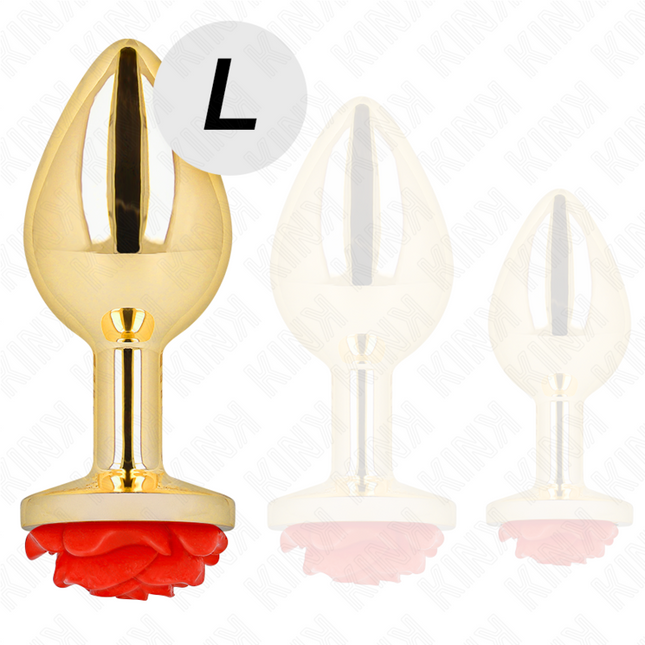 KINK - PLUG ANAL OR ROSE ROUGE TAILLE L by KINK PLEASURE PLUGS