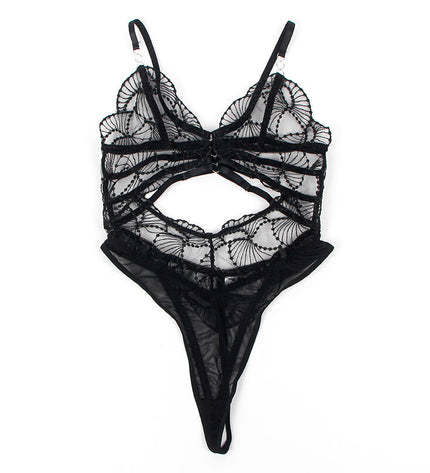SUBBLIME - 955229 BODY TRANSPARENT AVEC DENTELLE CREUSE NOIR L/XL by SUBBLIME BODIES