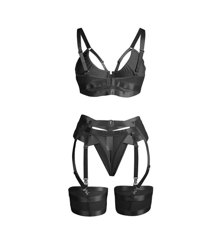 SUBBLIME - 955236 ENSEMBLE SOUTIEN-GORGE BONDAGE NOIR AVEC JARRETELLE S/M by SUBBLIME SETS