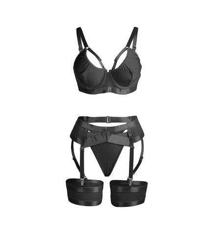 SUBBLIME - 955243 ENSEMBLE SOUTIEN-GORGE BONDAGE NOIR AVEC JARRETELLE L/XL by SUBBLIME SETS