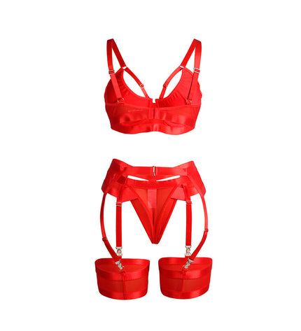 SUBBLIME - 955250 ENSEMBLE SOUTIEN-GORGE BONDAGE ROUGE AVEC JARRETELLES S/M by SUBBLIME SETS