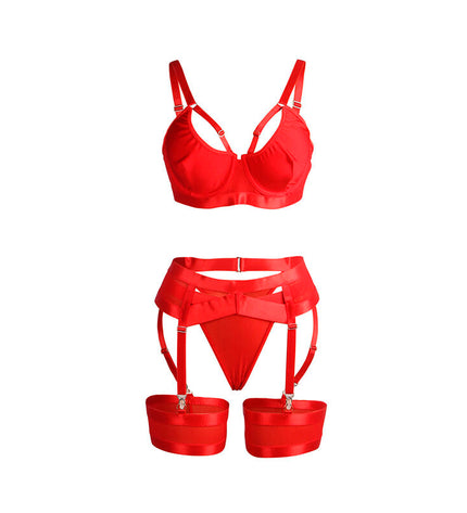 SUBBLIME - 955267 ENSEMBLE SOUTIEN-GORGE BONDAGE ROUGE AVEC JARRETELLE L/XL by SUBBLIME SETS