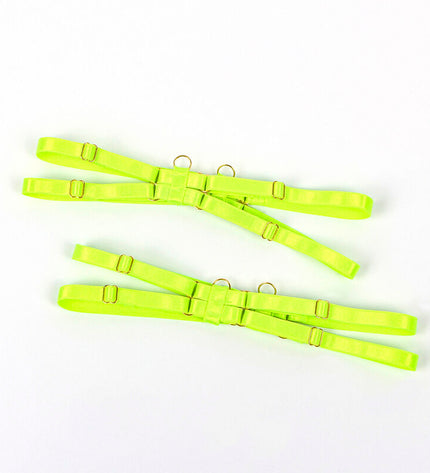 SUBBLIME - 955274 ENSEMBLE SOUTIEN-GORGE AVEC COLLIER ET DÉTAILS DE JAMBES VERT FLUORESCENT S/M by SUBBLIME SETS