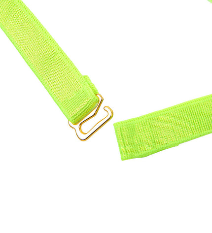 SUBBLIME - 955274 ENSEMBLE SOUTIEN-GORGE AVEC COLLIER ET DÉTAILS DE JAMBES VERT FLUORESCENT S/M by SUBBLIME SETS