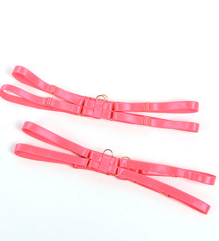 SUBBLIME - 955298 ENSEMBLE SOUTIEN-GORGE AVEC COLLIER ET DÉTAILS DE JAMBES ROSE FLUORESCENT S/M by SUBBLIME SETS