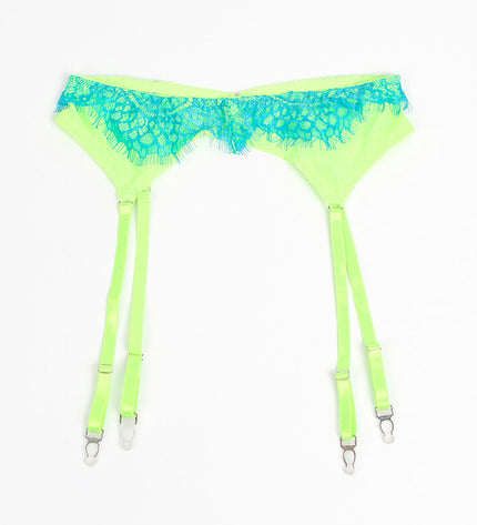 SUBBLIME - 955328 ENSEMBLE SOUTIEN-GORGE AVEC LIGNES DENTELLE ET JARRETELLE VERT ET BLEU L/XL by SUBBLIME SETS