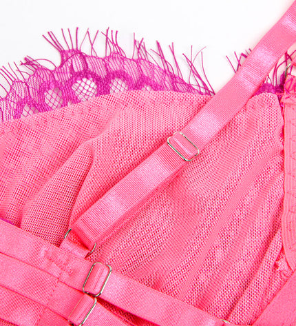 SUBBLIME - 955366 ENSEMBLE SOUTIEN-GORGE AVEC LIGNES DE DENTELLE ET JARRETELLES ROSE ET VIOLET L/XL by SUBBLIME SETS