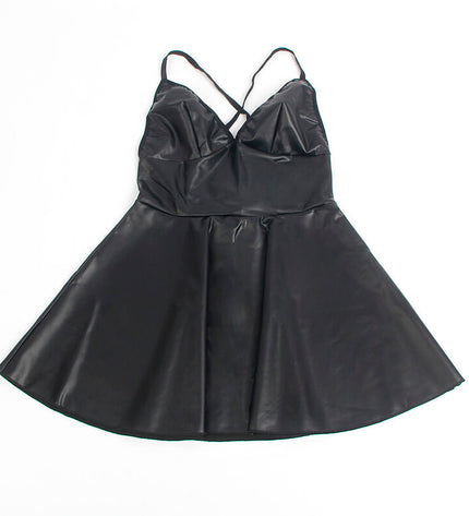 SUBBLIME - 955373 ROBE À BRETELLES EN CUIR NOIR S/M by SUBBLIME DRESSES