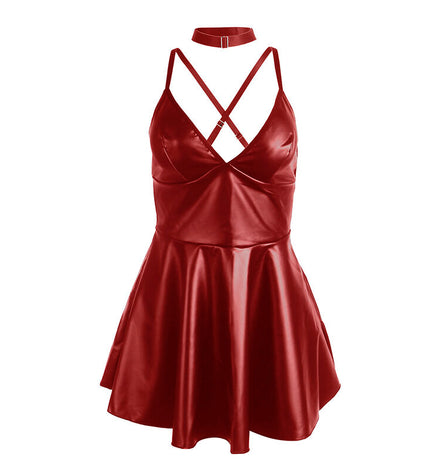 SUBBLIME - 955403 ROBE À BRETELLES EN CUIR BORDEAUX L/XL by SUBBLIME DRESSES