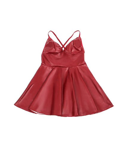 SUBBLIME - 955403 ROBE À BRETELLES EN CUIR BORDEAUX L/XL by SUBBLIME DRESSES