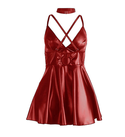 SUBBLIME - 955403 ROBE À BRETELLES EN CUIR BORDEAUX L/XL by SUBBLIME DRESSES