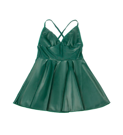 SUBBLIME - 955434 ROBE À BRETELLES EN CUIR VERT S/M by SUBBLIME DRESSES