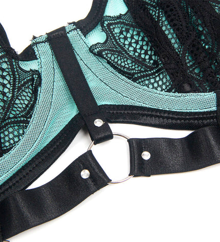 SUBBLIME - 955557 ENSEMBLE SOUTIEN-GORGE EN CUIR VERNI VERT AVEC FERMETURE ÉCLAIR S/M by SUBBLIME SETS