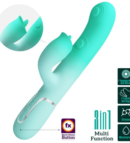 PRETTY LOVE - VIBRATEUR LAPIN MULTIFONCTION GIGI VERT AQUA by PRETTY LOVE FLIRTATION