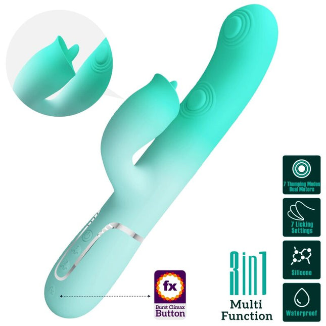 PRETTY LOVE - VIBRATEUR LAPIN MULTIFONCTION GIGI VERT AQUA by PRETTY LOVE FLIRTATION