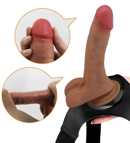 PRETTY LOVE - SLIP HARNAIS UNIVERSEL AVEC GODE VIBRANT ET SQUIRTING 15,5 CM MULATO by PRETTY LOVE
