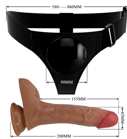 PRETTY LOVE - SLIP HARNAIS UNIVERSEL AVEC GODE VIBRANT ET SQUIRTING 15,5 CM MULATO by PRETTY LOVE